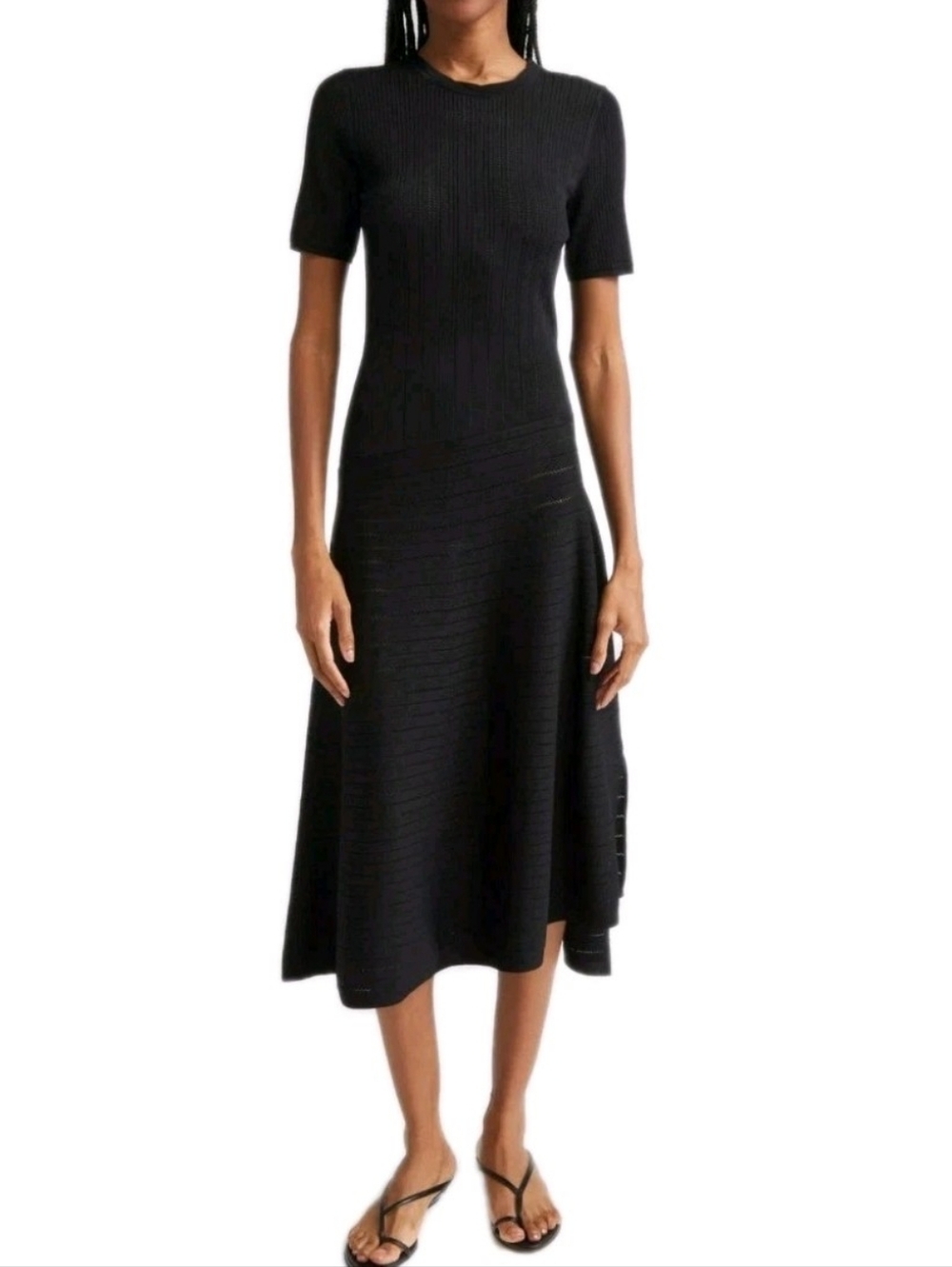 Jason Wu Collection Black Size XL Asymmetric Midi Sweater Dress Msrp $1495